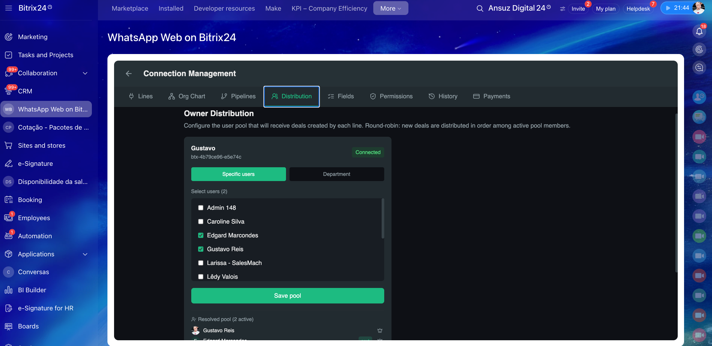 Owner distribution config